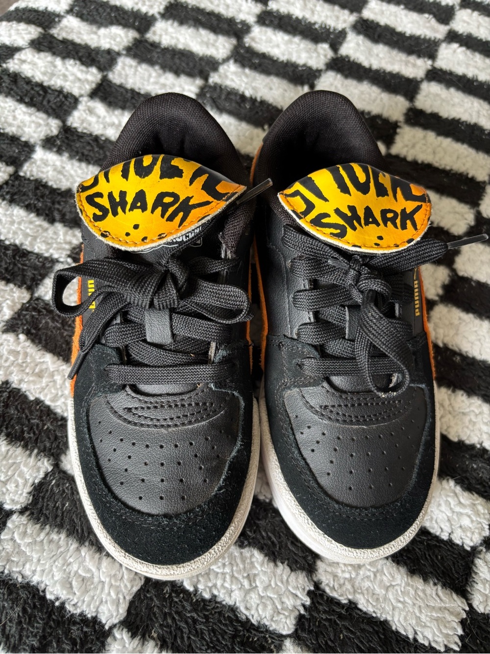 Puma Kids Black and Yellow Shark Tongue Sneakers